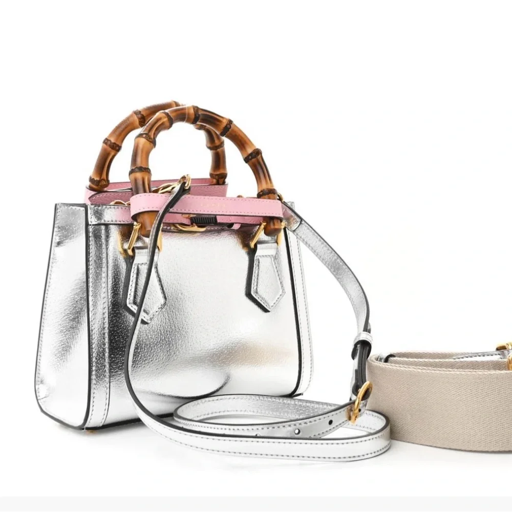 Gucci Silver Mini Bag with Bamboo Accent - Picture 10 of 10